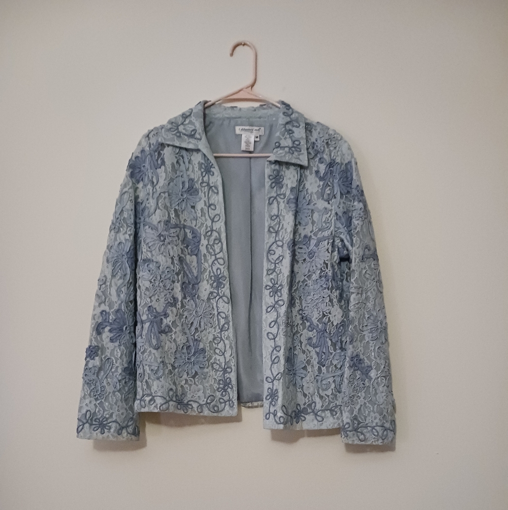 Coldwater Creek Blue Lace Open Front Blazer